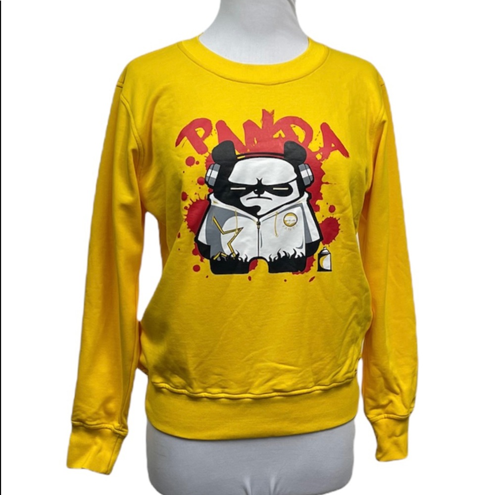 Panda Women's Yellow Crewneck Sweatshirt Size Large
